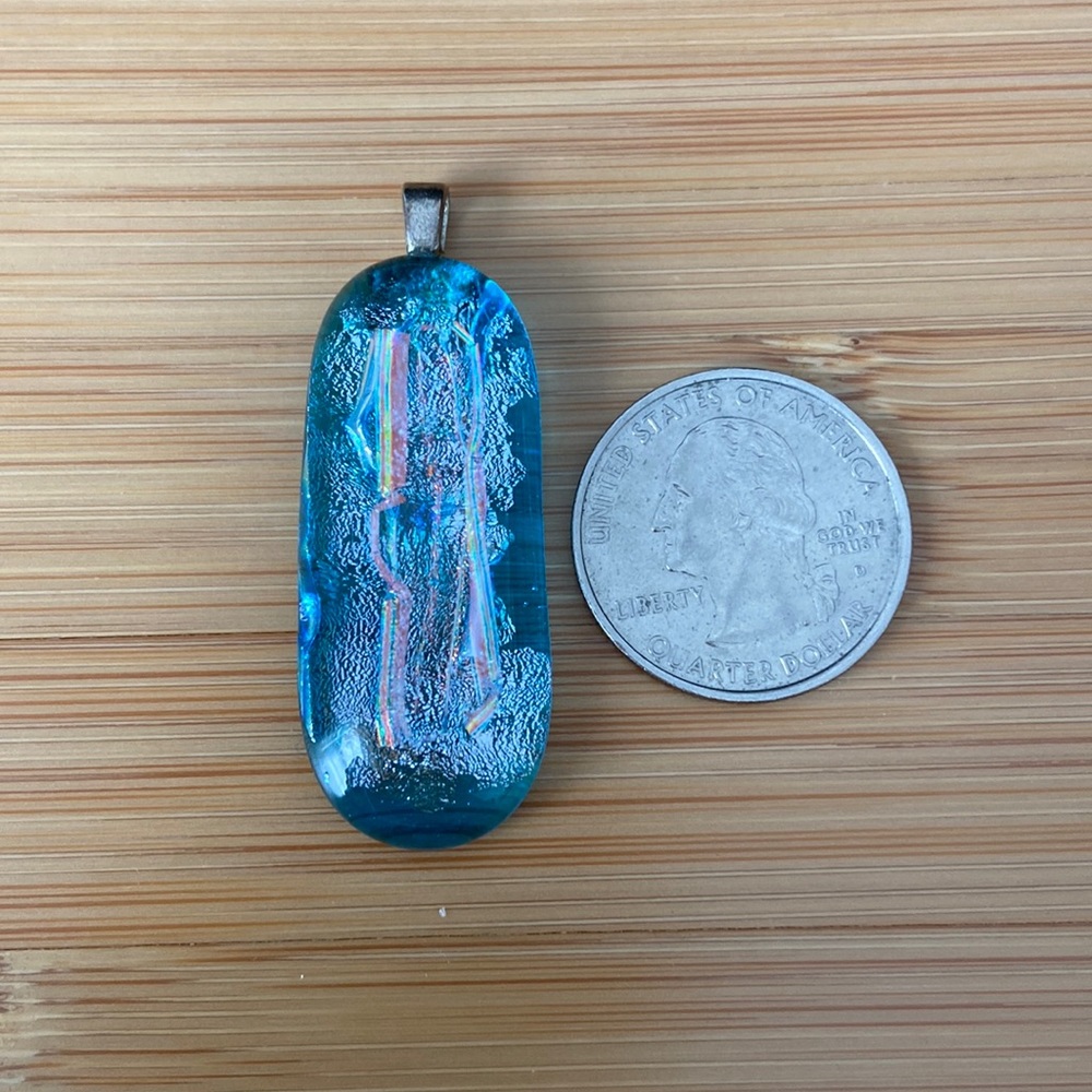 Dichroic Blues Pendant, Blue Fused Glass Necklace, Necklace